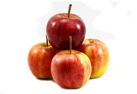 Red apple isolated on white backgroundの写真素材