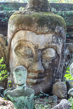 Head shot of buddha statue, Thailand.の写真素材