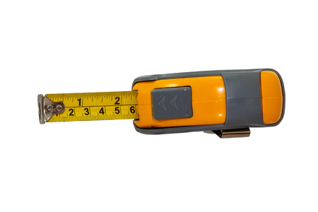 Tape measure isolated on white backgroundの写真素材
