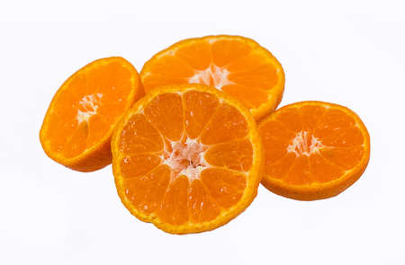 Orange fruit isolated on whiteの写真素材