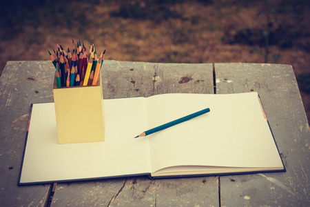 color pencils in vintage styleの写真素材