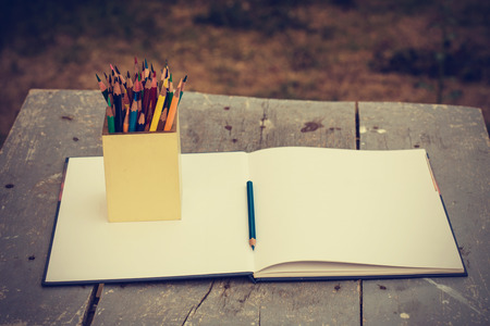 color pencils in vintage styleの写真素材