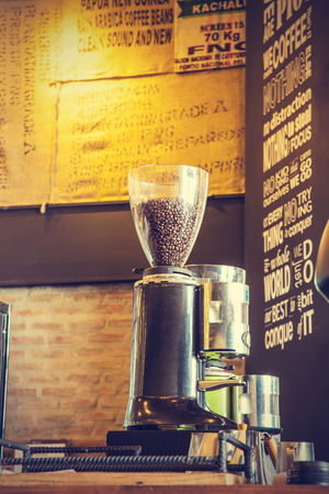 espresso coffee machine with roasted coffee beansv, vintage  styleの写真素材