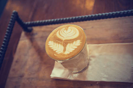 Cup of latte coffee - vintage effect style picturesの写真素材