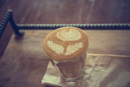 Cup of latte coffee - vintage effect style picturesの写真素材