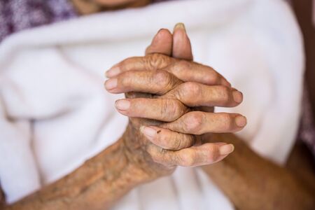 Hands of the old woman.の写真素材