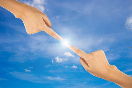 Woman hands on white backgroundの写真素材