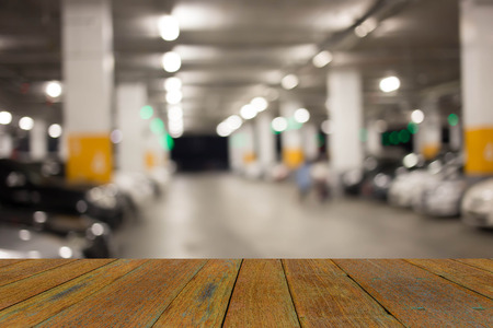 Blur image, Underground parking with cars.の写真素材