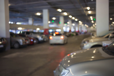 Blur image, Underground parking with carの写真素材