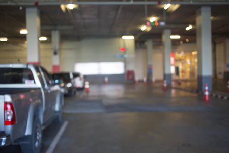Blur image, Underground parking with car