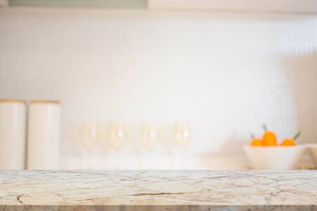 Blur Kitchen Room Interior of Background, product display template.の写真素材