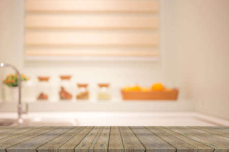 Blur Kitchen Room Interior of Background, product display template.