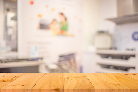 Blur Kitchen Room Interior of Background, product display template.
