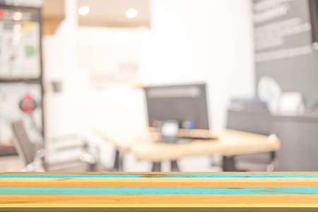 Blur office room Interior of Background, product display template.