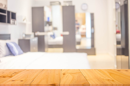 Blur Bedroom Interior of Background, product display template.の写真素材
