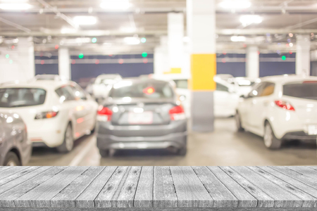 Blur image in car parkingの写真素材