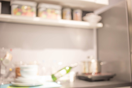 Blur image of modern Kitchen Room interior. Kitchen Room.の写真素材