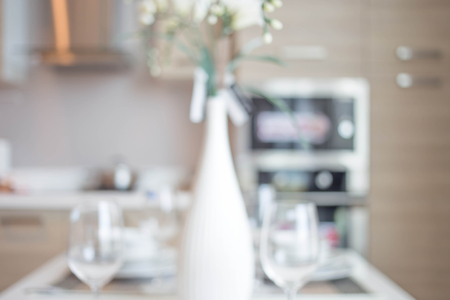Blur image of modern Kitchen Room interior. Kitchen Room.の写真素材