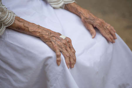 Hands of the old woman.の写真素材