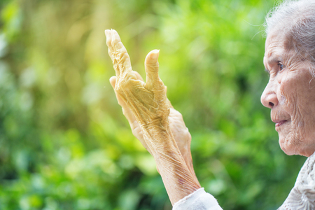 Hands of the old woman.の写真素材