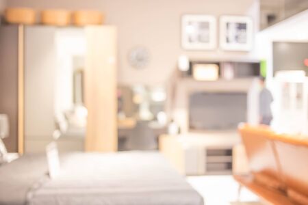 Blur  Interior of modern bed room for background usage.の写真素材