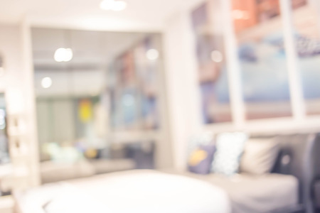 Blur  Interior of modern bed room for background usage.の写真素材