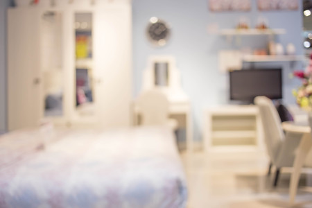 Blur  Interior of modern bed room for background usage.