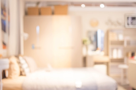 Blur  Interior of modern bed room for background usage.の写真素材