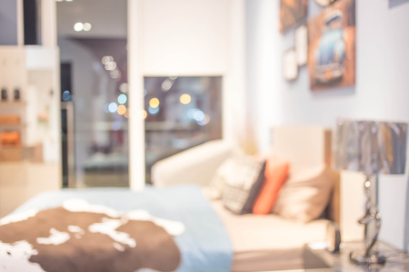 Defocus background of bedroom interiorの写真素材