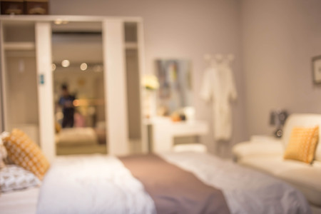 Defocus background of bedroom interiorの写真素材