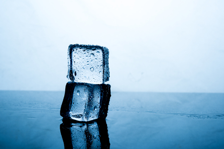 Ice cubes are placed beautifully. Ice color indigo Food and drink concepts suitable for all ages.の写真素材