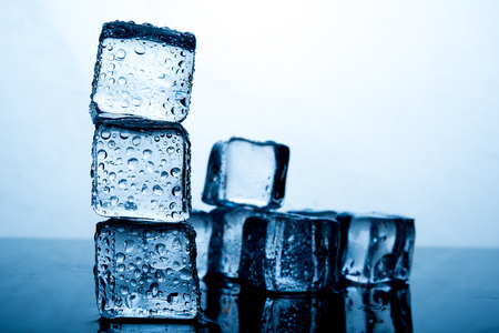 Ice cubes are placed beautifully. Ice color indigo Food and drink concepts suitable for all ages.の写真素材