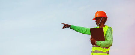 The engineer intends to work hard in his work. Forward operation And team workの写真素材