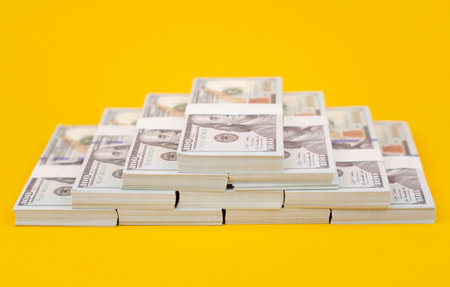 Dollar, paper currency, income from work and investments, finance, banking. Cash flow and financial...