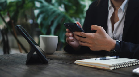 Smartphone and online communication, mobile work, financial transactions and trading contracts