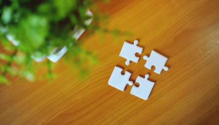 Collaboration and Teamwork Jigsaw Puzzle Studio Photography Business Success and Growth Goalsの写真素材