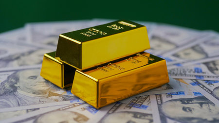 Gold bullion, high value assets, investment in gold, financial wealth and success and financial...