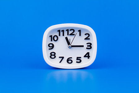 Time and work with time photo alarm clock in studio quality time management concept