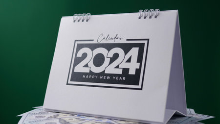 Calendar 2024 Work schedule and time, free space for notes, studio photosの写真素材