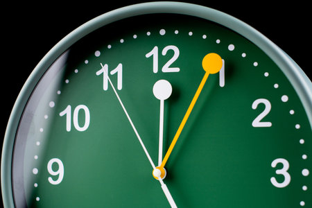 Clocks tell the time of work and life, processes and rules of limited time. Photo of clock in studio.の写真素材