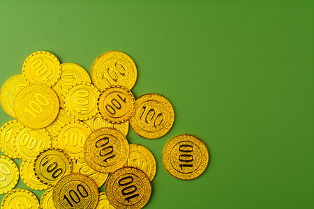 High Value Gold Coins, Investment Concept in Gold Market and Good Investment Planningの写真素材