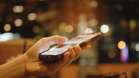 Social media and online communication, online transactions and online shopping via mobileの写真素材
