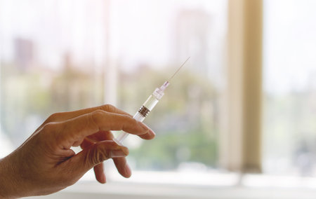 Medical syringes and treatments, health careの写真素材