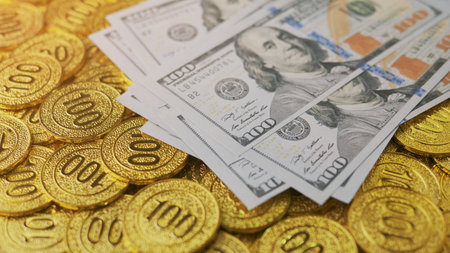 Dollars and Gold Investing in Gold Finance and Financial Success Investment Dividends and Wealthの写真素材