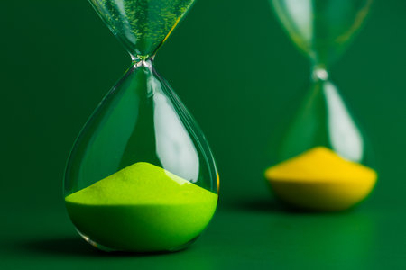 Hourglass, stopwatch, work and life, effective time management conceptの写真素材