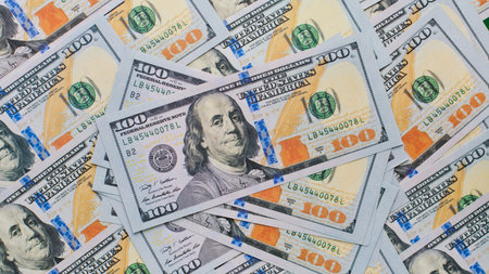 Dollars, Banknotes, Finance and Paper Currency, Financial Investments and Earning Money, Financial Income and Cash Flowの写真素材