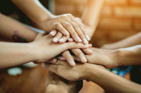 Teamwork, collaboration, unity in working, great group unity, goals for success in work and business...