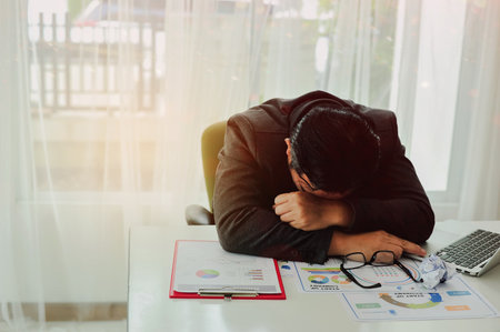 Stress problems from work in finance and investment, failure and lossの写真素材