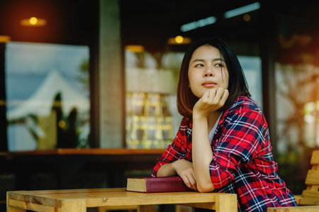 Optimism and simple living, being alone and relaxed, silence and solitude.の写真素材