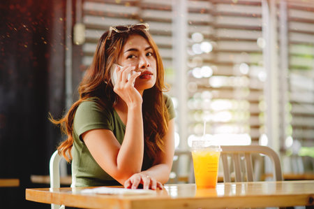 Calling and online communication via smartphones, social media and networking.の写真素材